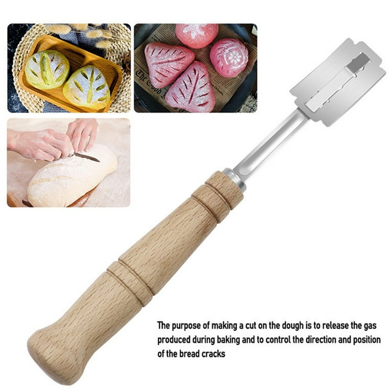 Heldig Premium Bread Lame with 4 Blades Wooden Handle,Bread Bakers Lame  Slashing Tool,Dough Scoring Knife,for Sourdough Bread Slashing Included  Leather CoverB 