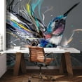 thumbnail image 2 of Idea4wall 6pcs Colorful Painted hummingbird Stick Wallpaper Removable Wall Murals Large Wall Stickers for Home Decoration, 108"x144", 2 of 5