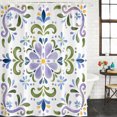 thumbnail image 2 of Purple Green Floral Bathroom Shower Curtains with 12 Hooks Polyester Waterproof Shower Curtain for Stalls and Bathtubs Ethnic Boho Cottagecore Botanical Decorative Bathroom Curtain 54x78 Inches, 2 of 9