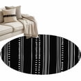thumbnail image 2 of Area Rug 48in, Bohemian Geometric Style Floor Carpet Living Room Rug, Black White Art Ethnic Striped Non-Slip Welcome Mat Indoor Rugs for Bedroom Dining Room, 2 of 9