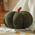 thumbnail image 2 of Halloween Plush Pumpkin Pillow, Soft Stuffed Ornament for Fall & Thanksgiving Decor, 8″, Dark Green, 2 of 6