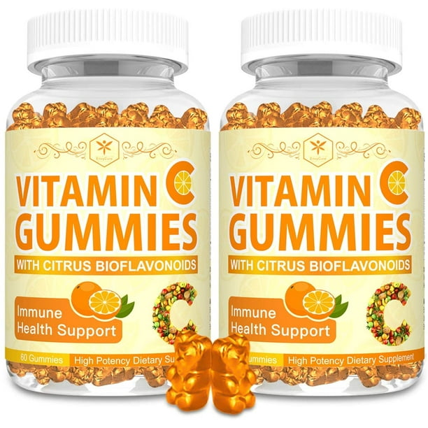 2 Pack Vitamin C Chewable Gummies for Immune System Booster & Health