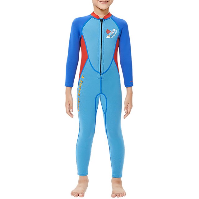Naiovety Traje de neopreno para niños Traje de baño de una pieza Conjunto de snorkel a prueba de sol de manga larga Traje de baño térmico Neopreno Deportes acuáticos azul XXL Naiovety OD003313-05
