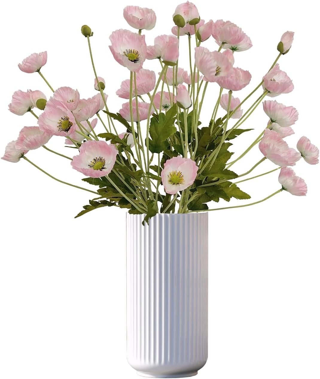 Pink Poppy Flowers Artificial for Wedding Decorations,12 Pcs Fake Faux Silk Poppies Bulk for Home Decor Table Centerpieces Floral Arrangement(23.5‘’, Pink)