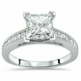thumbnail image 3 of HeartsAndYou 3ct Princess Cut Moissanite Engagement Ring for Women 18k White Gold over Silver Channel Set Accents, 3 of 6