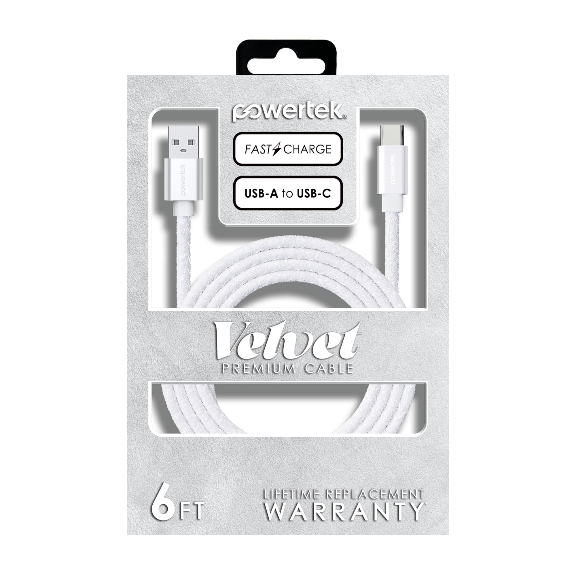 Liquipel Powertek Pastel Velvet USB-A to USB-C - White