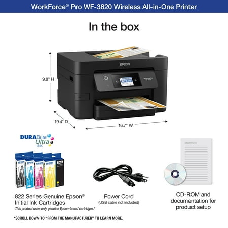 Epson - WorkForce Pro WF-3820 Wireless All-in-One Printer - Black