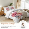 thumbnail image 7 of Watercolor Floral Bedding Duvet Cover Set King Size 4 Pieces Pink Flowers Soft Twill Plush Quilt Cover, Include 1 Duvet Cover 1 Flat Sheet And 2 Pillow, 7 of 7