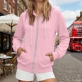 thumbnail image 2 of Fiaer,Full-Zip Plus Size Hoodies for Women,Womens Long Sleeve Drawstring Loose Fit Trendy Hooded Sweatshirts with 2 Pockets Pink L, 2 of 4