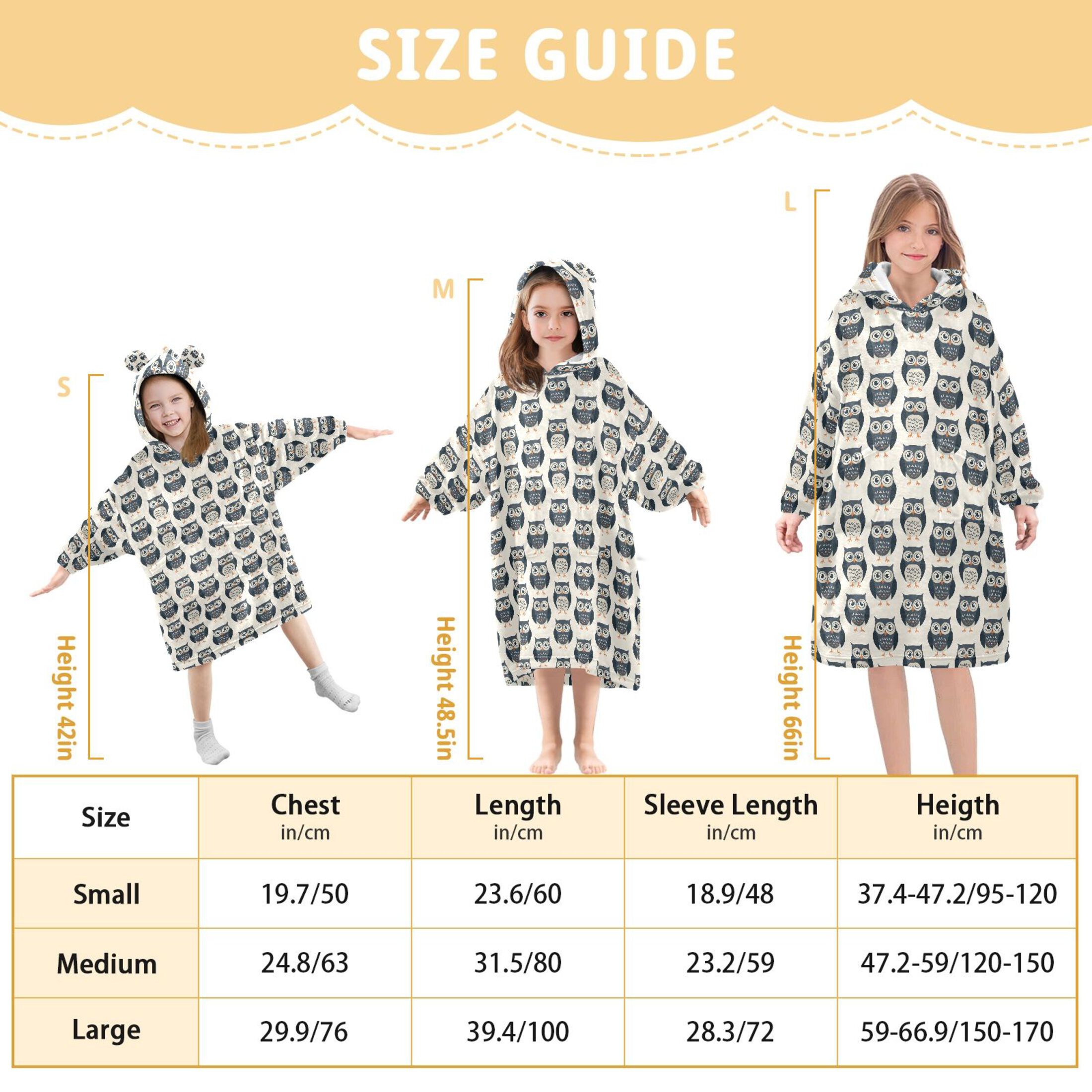 joogoo Blanket Hoodie for Cute Owls Oversize Sweatshirt 3-14 YR L