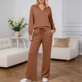 thumbnail image 3 of Aihuaihua 2 Piece Sets for Women 2025 Fall Outfits Sweatsuit Oversized Sweatshirt Drawstring Wide Leg Sweatpants Matching Set Tracksuit Brown, 3 of 9