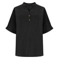 thumbnail image 3 of Womens Tops Comfort Solid Stand Collar Button Down Shirt Spring Summer Shirts for Women Black L, 3 of 9