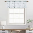 thumbnail image 2 of HA-EMORE Sheer Cafe Curtains 30 Inch Length, Floral Embroidered Pom Design Semi Sheer Curtains, Rod Pocket Sheer Bathroom Curtain Window for Bathroom, Beige, 26" WX30 L, 2 Panels, 2 of 9