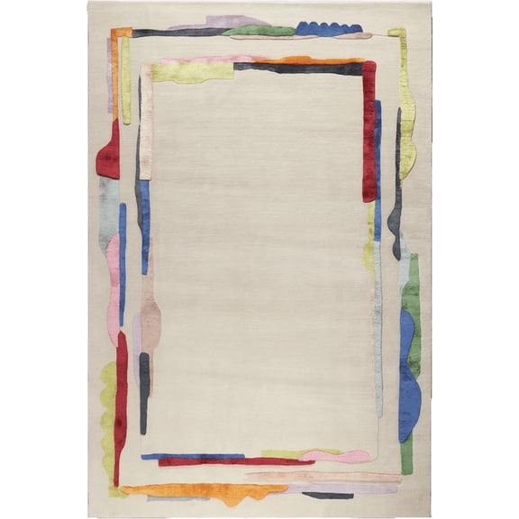 RUMAISA RUGS Aesthetic Area Rugs, White Wool & Silk Carpet Carpet for Living Room, Indoor Area Rug, Non Slip, Rug for Bedroom Dining Room (Size: 3' X 5' ft)