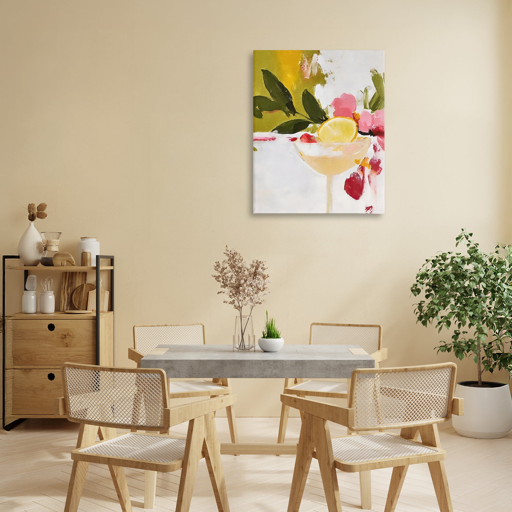 Stupell Industries Red & Pink with Lemons Canvas Wall Art, design by Riley B
