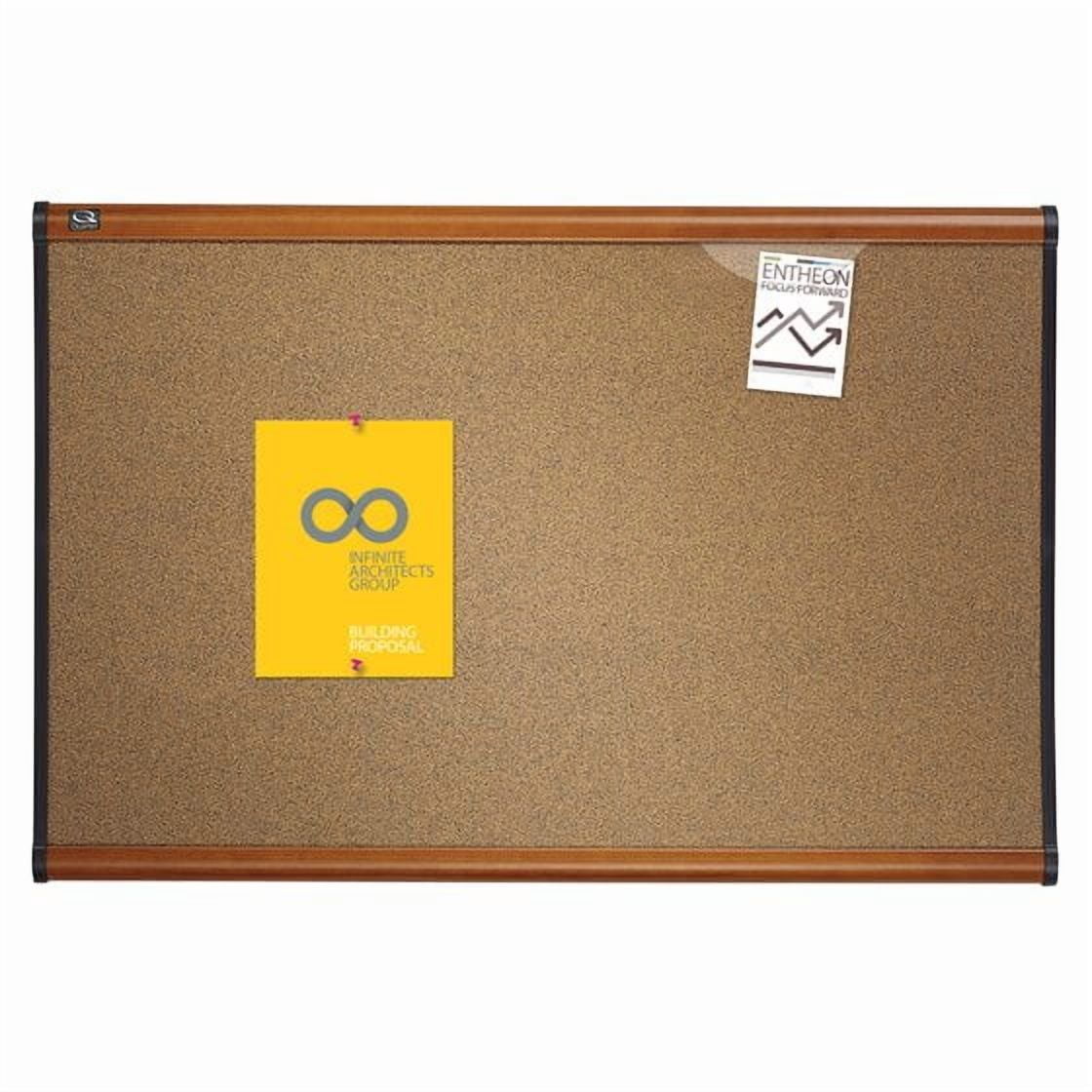 Quartet Prestige Bulletin Board, Brown Graphite-blend Surface, 36 X 24, Cherry Frame