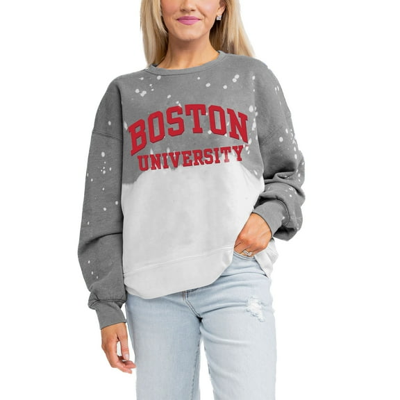 Women's Gameday Couture Gray Boston University Twice As Nice Faded Crewneck Sweatshirt