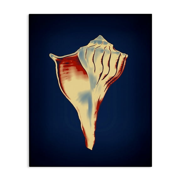 Stupell Industries Lightning Whelk on Blue Nautical & Beach Painting Wrapped Canvas Art Print Wall Art, 16 x 20