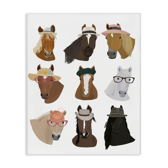 Stupell Industries Contemporary Horses with Various Hats Canvas Art, 16 x 20, by Hanna Melin