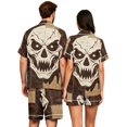 thumbnail image 6 of JULMCOMO Halloween Matching Pajamas for Couples Horror Skull Print Short Sleeve Soft Party Two Piece Sets Loose Fit Holiday Lounge Sets White-Women L, 6 of 6