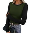 thumbnail image 4 of Maplenight Long Sleeve Thermal Shirt for Women Slim Fit Basic Tops Casual Crewneck Knit Ribbed T Shirts with Thumb Holes, 4 of 6
