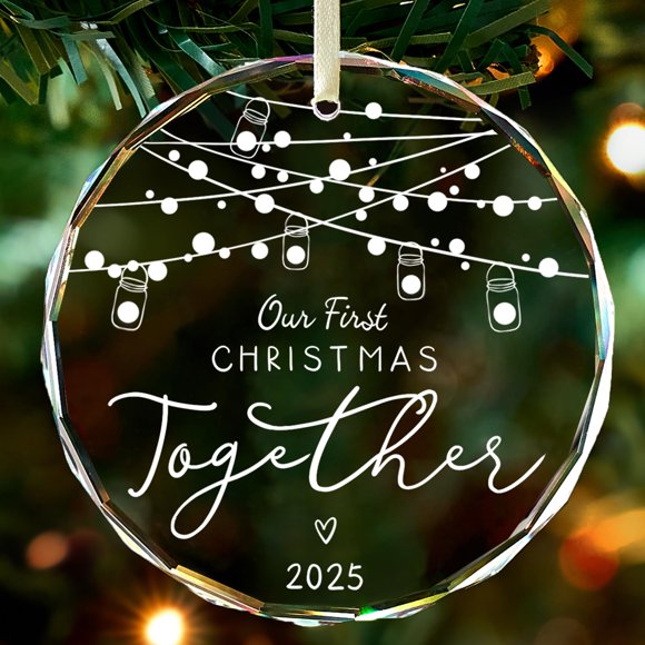 Adorno colgante de cristal THDZS First Christmas Together, 8 cm