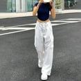 thumbnail image 2 of ManxiVoo Women's Drawstring High Waist Wide Leg Trousers Elastic Band Casual Loose Fit Lounge Dance Pants L Size White, 2 of 5