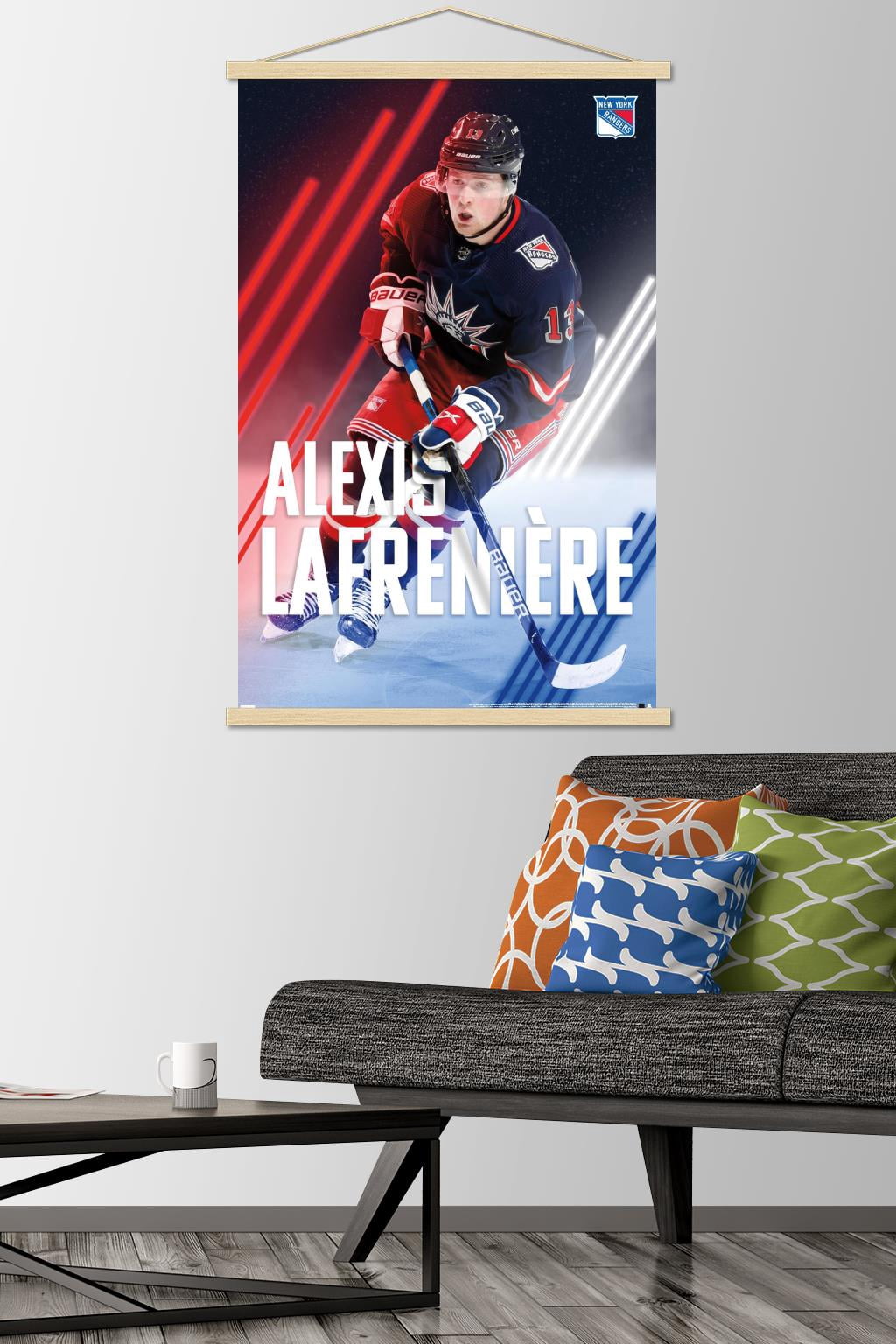 NHL New York Rangers - Alexis Lafrenière 20 Wall Poster with Wooden Magnetic Frame, 22.375" x 34"