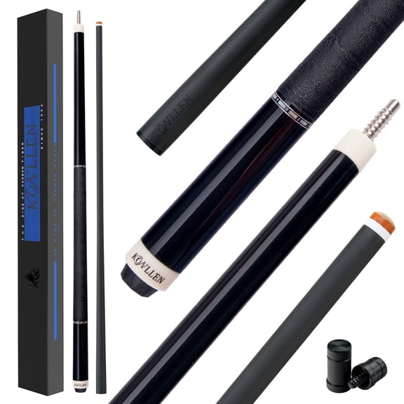 KONLLEN Carbon Fiber Pool Cue Stick with 12.5mm black Low Deflection Hand-Made Inlay Billiard Cue