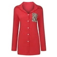 thumbnail image 4 of Pompotops Mode Femmes Point Imprimé Bouton Manches Longues Inch Chemise Tour-Down Col Tops Blouse, 4 of 9