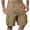 Beige, variant on Men's Cargo Shorts with Pockets Button Flap Elastic Waist Button Fly Solid Straight Loose Bermuda for Hiking Camping Navy 3XL