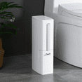 thumbnail image 3 of Bathroom Trash Can, Toilet Brush Set, Small Ultra-Thin Plastic Can with Lid Coffe, 3 of 6