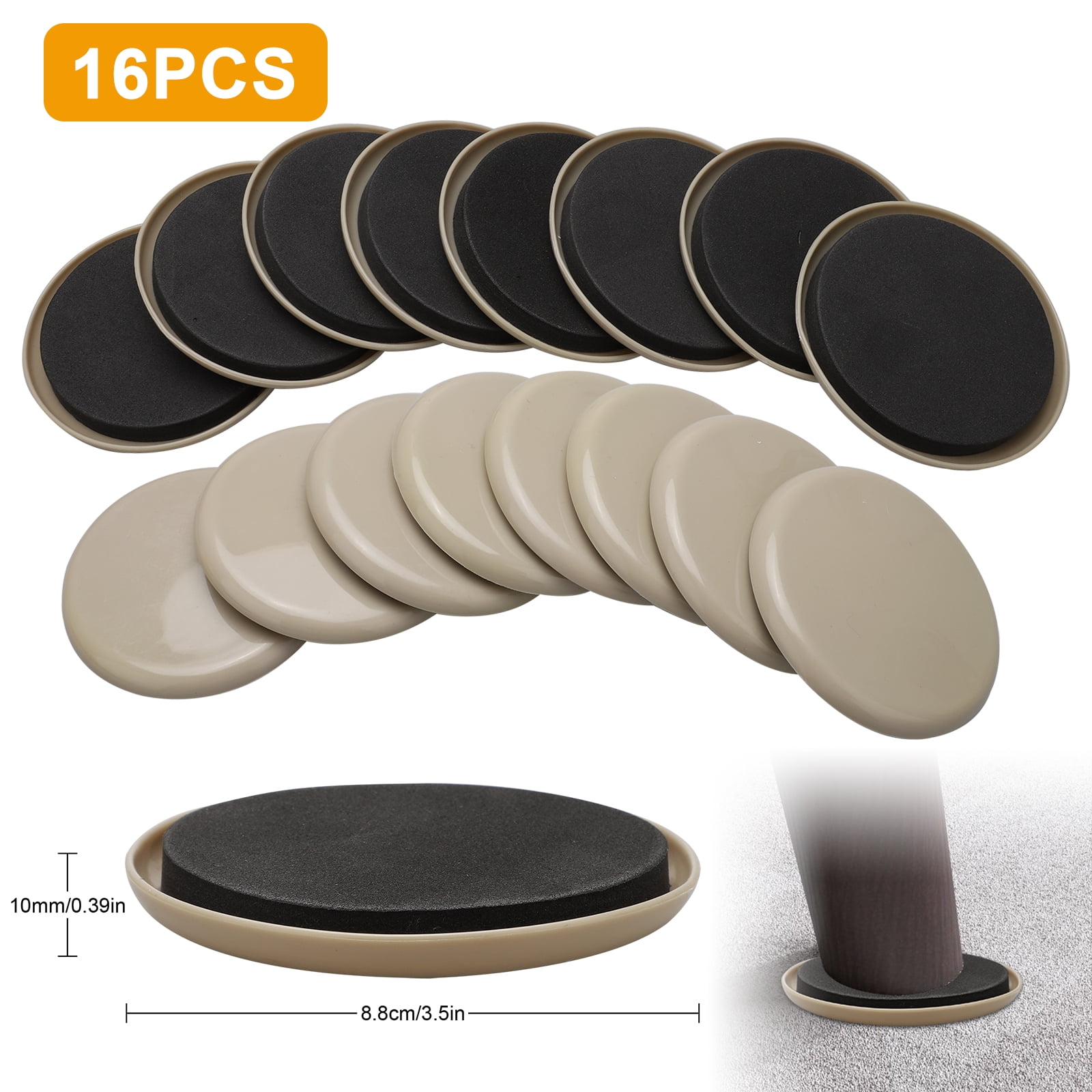 Details about   16X 3.5" Moving Sliders Furniture Pad Protectors Sliders Floor Wood Carpet Move 