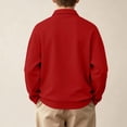 thumbnail image 4 of biudgviw Boys Girls Long Sleeve Shirts Kids Plain Quarter Zip Pullover Fall Winter Clothes Casual Lapel Tops for Golf Yoga(Red,14-15 Years), 4 of 7