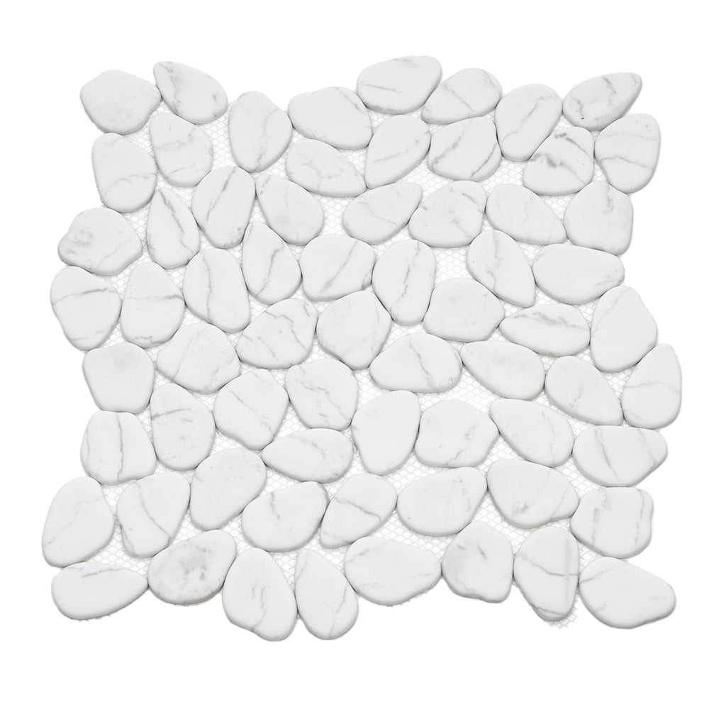 The Tile Life Recycled Cenote Pebble 13" x 13" Blanco Matte Glass Mosaic Tile Sample 1 Piece