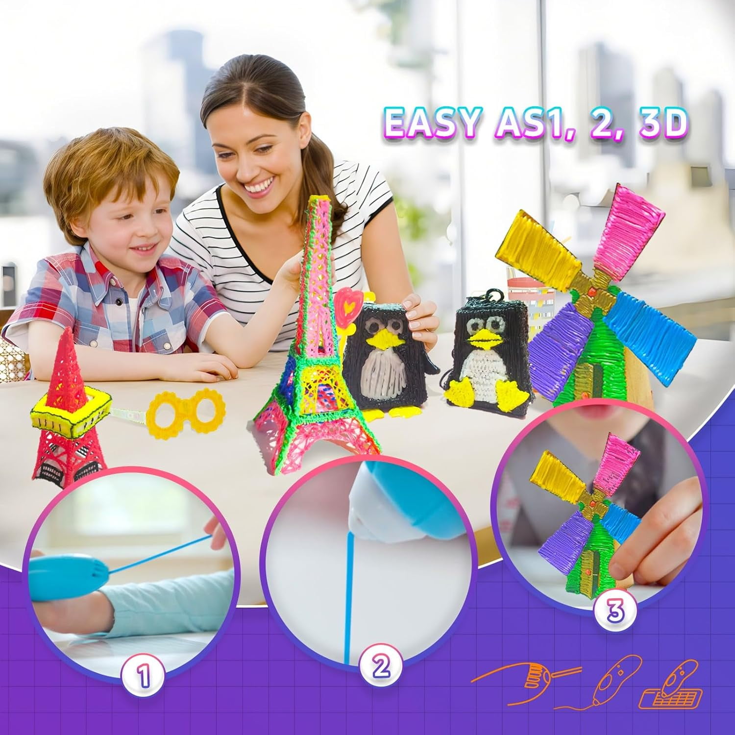 300Pcs 3D Pen Filament Refills Compatible with Start+ Pen, 25 Colors 3D Filament Bundle, 3D Pen Refill Sticks with 15cm x 12Pcs Per Color, Low Print Temperature PCL Filament 2.5mm Thick