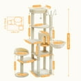 thumbnail image 2 of Pefilos 59" Cat Tree Tower for Indoor Cats, Multi-Level Cat Condo with 3 Removable Pompom Sticks, Cat Tree House with Hammock, Scratching Post, and 2 Perches, Beige, 2 of 8