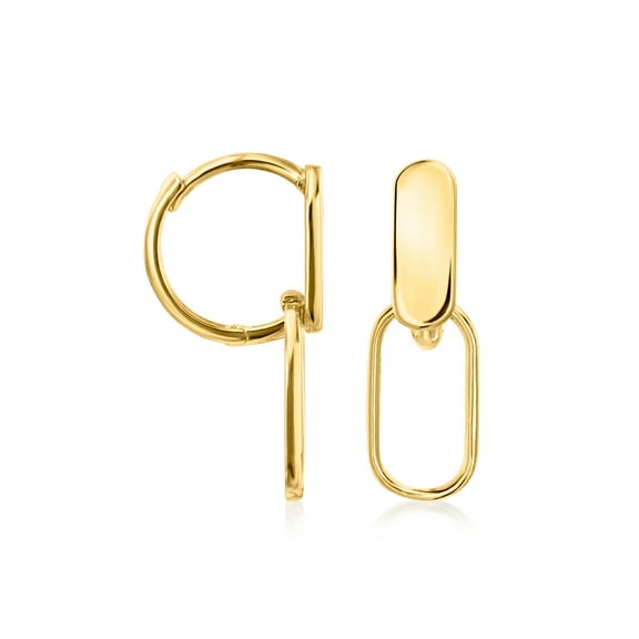 Ross-Simons Italian 10kt Yellow Gold Paper Clip Link Hoop Drop Earrings, Women's, Adult