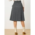 thumbnail image 4 of DARING DIVA Women's A-Line Button Front Belted Midi Skirts M Grey, 4 of 6
