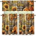 thumbnail image 4 of Sunflowers Pumpkin Kitchen Curtains Tiers and Valances Set, Rod Pocket Valance Short Window Treatment Decor Curtains, 3 Pieces Set Valance Curtains for Kitchen Windows, 4 of 5