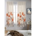 thumbnail image 5 of Orange Spring Floral Curtains 63 Inch Length, Sheer Curtains for Bedroom Living Room Window Watercolor Farmhouse Botanical Rod Pocket Voile Drapes Kitchen Curtains Small Half Window 42"x63" 2 Panels, 5 of 7