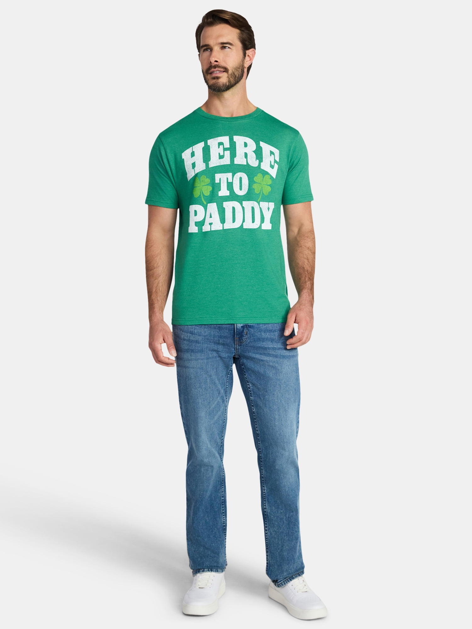 Saint Patrick's Day Men's Here to Paddy Clover Graphic Tee by Way to Celebrate, Sizes XS-5XL