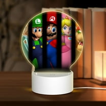 Super Mario Cartoon Round Acrylic Night Light Decoration USB Cable LED Lamp Base with Touch Control Adjustable 3 Light Modes Nightlight Decor
