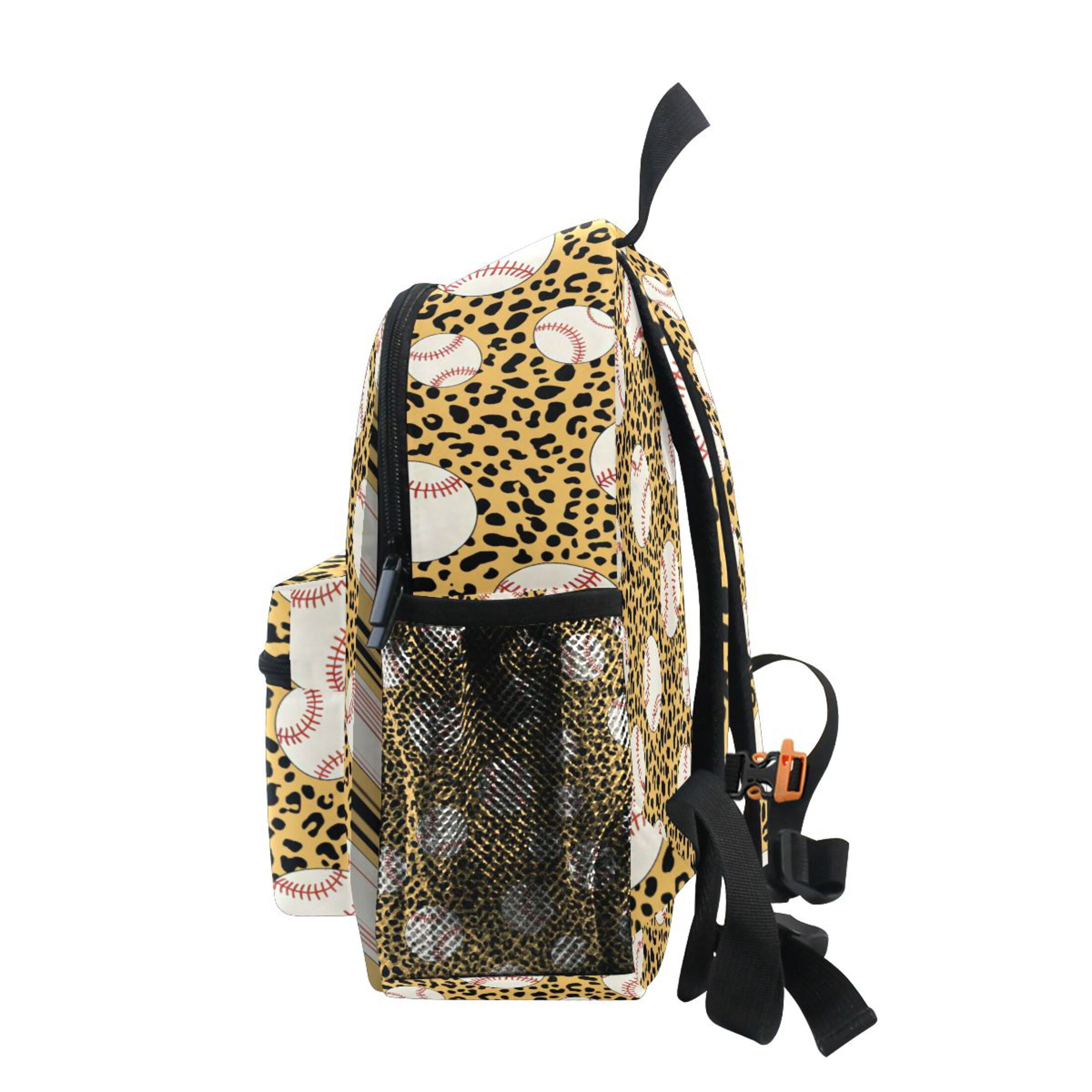 Baseball Leopard Print Pattern Mini Backpack Cute Small Backpack with Chest Strap and Whistle Ages 3-8