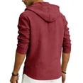 thumbnail image 5 of Ceisia Men's Solid Color Casual Linen Hooded Top with Half-Button Placket Long Sleeve Breathable Spring Summer Shirt Wine Gifts for Father M, 5 of 9