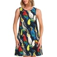 thumbnail image 1 of Balery Parrot Vestidos de verano para mujer con estampado: vestido holgado sin mangas, vestido playero informal y cómodo para días calurosos., 1 of 7