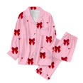 thumbnail image 6 of SJLDQY Valentines Women's Pajamas Set 2 Peice Pjs Set for Women Valentine's Day Bowknot Graphic Long Sleeve Pajama Tops Pants Soft Comfy Homewear Sleepwear Outfits, 6 of 6
