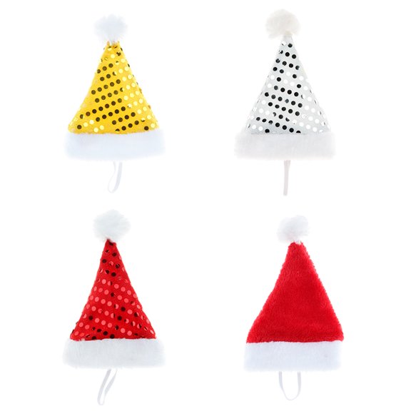 4pcs Plush Santa Claus Hats for Pets, Holiday Party Accessories for Cats and Dogs, Festive Christmas Hats for Xmas Celebration