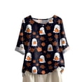 thumbnail image 5 of Godom Halloween Shirts for Women Ghost Graphic Button Oversized T Shirt Short Sleeve Tees Tops, 5 of 7