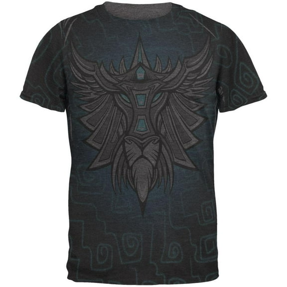 Glowing God Lion Grey Mens Soft T Shirt Charcoal LG